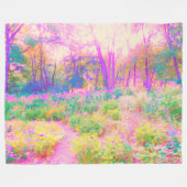 ライトアップされたピンクと珊瑚園風景 フリースブランケット (正面(横))