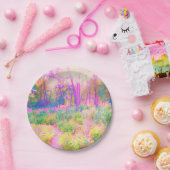 ライトアップされたピンクと珊瑚園風景 ペーパープレート (パーティー)