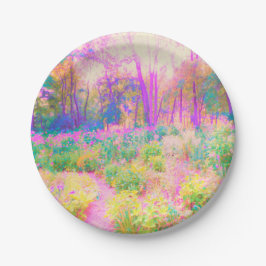 ライトアップされたピンクと珊瑚園風景 ペーパープレート