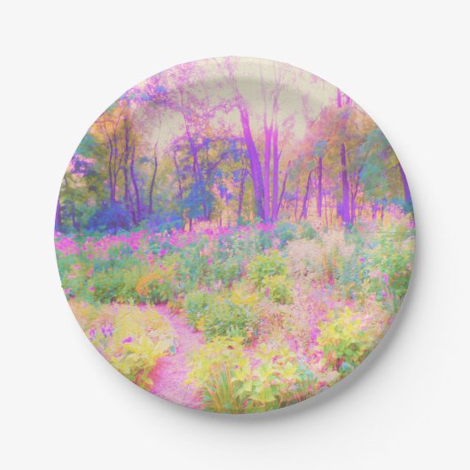 ライトアップされたピンクと珊瑚園風景 ペーパープレート (正面)