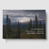 ライトアップされた山々アラスカ写真記念館 ゲストブック (正面)