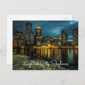 ライトアップされた都市スカイラインはがき ポストカード (正面/裏面)