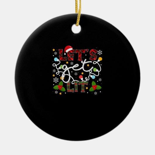 ライトアップで乾杯サンタのクリスマス・ライト セラミックオーナメント (正面)