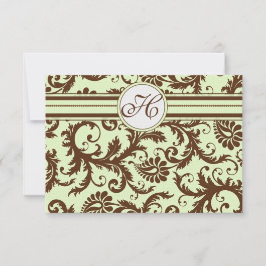 ライトアップルグリーン茶色の応答カード 出欠カード (正面)