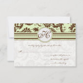 ライトアップルグリーン茶色の応答カード 出欠カード (裏面)