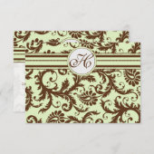 ライトアップルグリーン茶色の応答カード 出欠カード (正面/裏面)