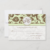 ライトアップルグリーン茶色の応答カード 出欠カード (裏面)