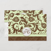 ライトアップルグリーン茶色の応答カード 出欠カード (正面/裏面)