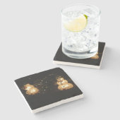 ライトアップ雪だるまクリスマスホリデーフォト ストーンコースター (横)