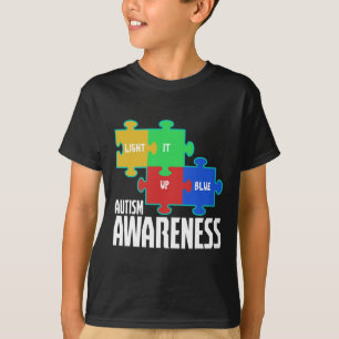 ライトアップ青いパズル感動的自閉症 Tシャツ