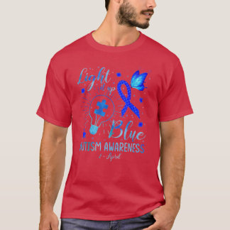 ライトアップ青い自閉症意識シャツパズルパイ Tシャツ