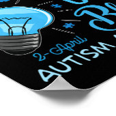 ライトアップ青い自閉症意識パズル男性女性 ポスター (角)