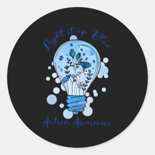 ライトアップ青い自閉症I衣服青認識度 ラウンドシール (正面)