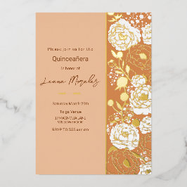 ライトアプリコットキンセアニラフォイル招待状 箔招待状