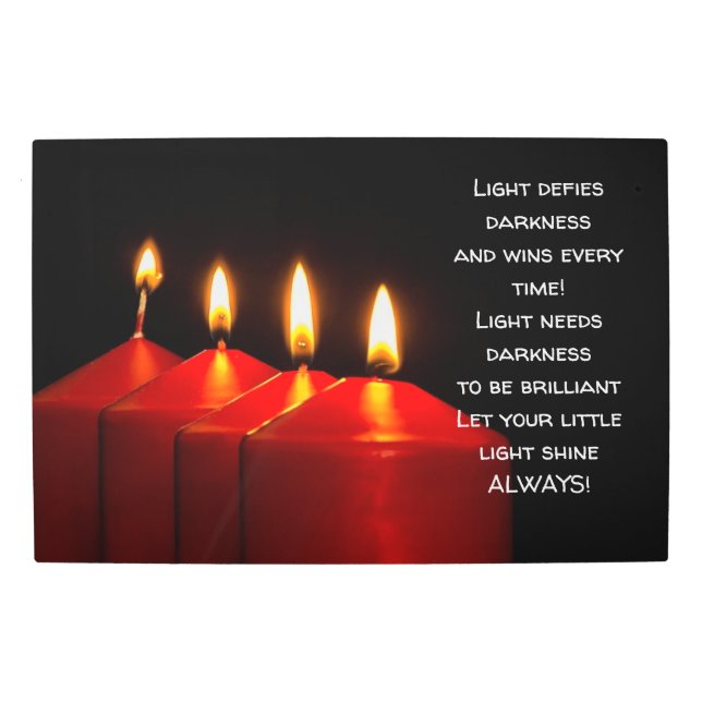 ライトアンドダークネス引用文-青いキャンドルと炎 メタルプリント (正面)