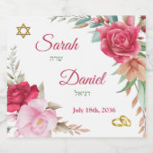 ライトアンドダークピンクローズ赤面ユダヤ結婚人 スパークリングワインラベル (シングルラベル)