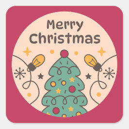 ライトアンドツリーメリークリスマス スクエアシール