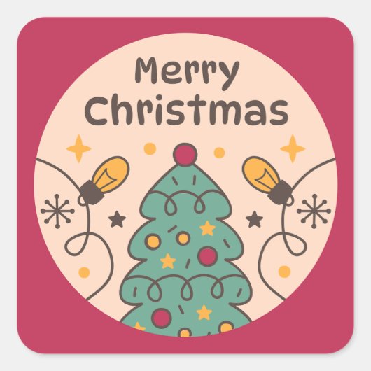 ライトアンドツリーメリークリスマス スクエアシール (正面)