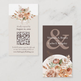 ライトアーストーンフローラボーホウェディングRSVP QRカード 名刺