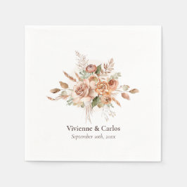 ライトアース素朴トーンフローラボホ結婚のディナー スタンダードカクテルナプキン