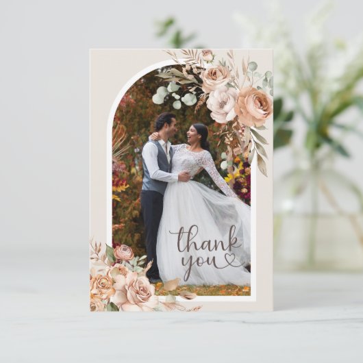 ライトアース素朴トーンボホ結婚フローラ サンキューカード (スタンド正面)