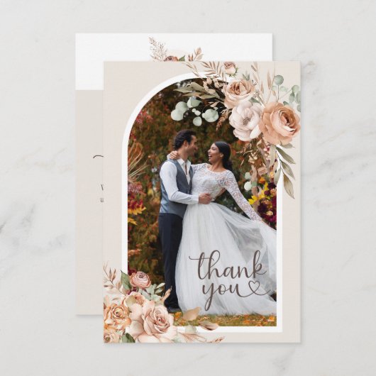 ライトアース素朴トーンボホ結婚フローラ サンキューカード (正面/裏面)