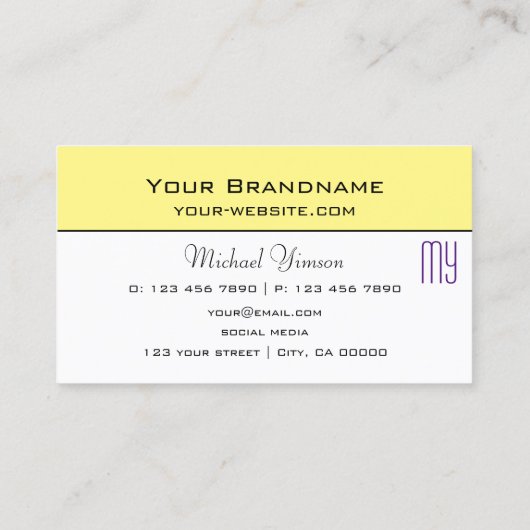 ライトイエローとホワイトモノグラムプロフェッショナル 名刺 (裏面)