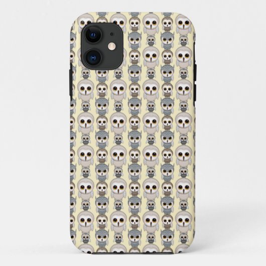 ライトイエローの可愛いフクロウのデザイン Case-Mate iPhoneケース (裏面)