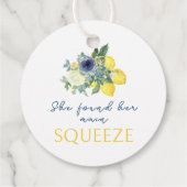 ライトイエローの花柄レモン ウェディングシャワー お礼 フェイバータグ (裏面)