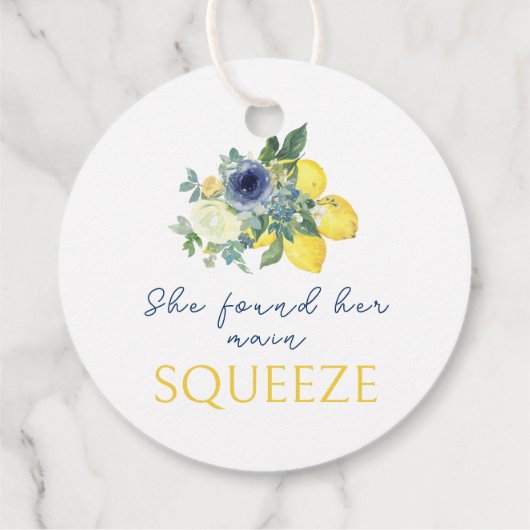 ライトイエローの花柄レモン ウェディングシャワー サンクス フェイバータグ (裏面)