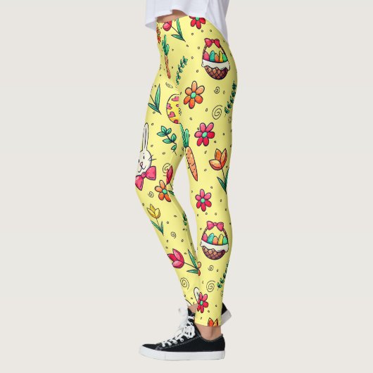 ライトイエローイースターパターンレギンス レギンス (左)