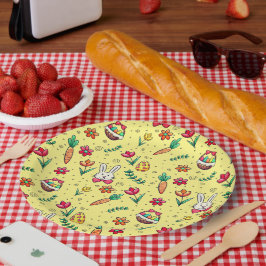 ライトイエローイースターパターン紙プレート ペーパープレート