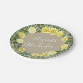 ライトイエローカーキベージュ色バラフローラ結婚ズ ペーパープレート (アングル)