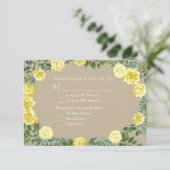 ライトイエローカーキベージュ色バラ招待状応答 招待状 (スタンド正面)
