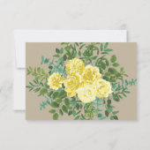 ライトイエローカーキベージュ色バラ招待状応答 招待状 (裏面)