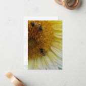 ライトイエローサンフラワー&ミツバチ ノートカード (正面/裏面インサイチュ)