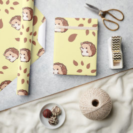 ライトイエローシームレスラッピング紙コージーヘッジホッグ ラッピングペーパー