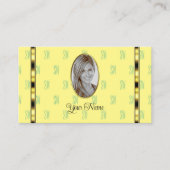 ライトイエローセージ緑とフォトゴールデンストライプ 名刺 (正面)