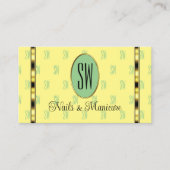 ライトイエローセージ緑(モノグラム付パターン(の模様が)ある) 名刺 (正面)