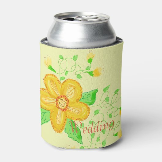ライトイエローデザイ結婚ザのドリンクホルダー 缶クーラー (缶正面)