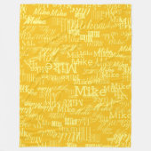 ライトイエローネームスタンプ付きアロバーイエロー フリースブランケット (正面)