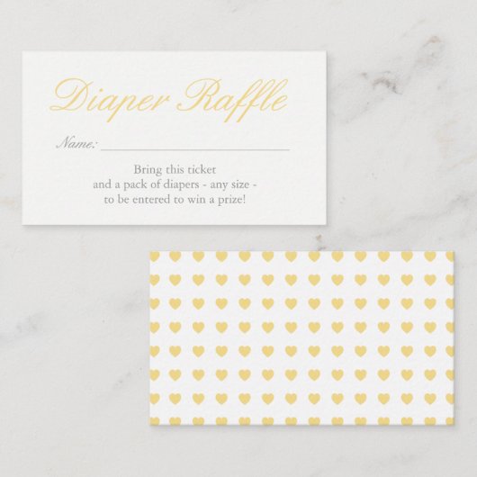 ライトイエローハートおむつラッフルカード エンクロージャーカード (正面/裏面)