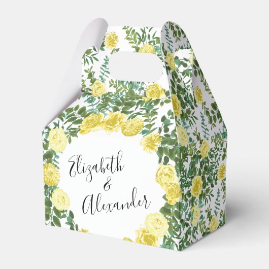 ライトイエローパステルピーニー&バラフローラ結婚ズ フェイバーボックス (正面サイド)