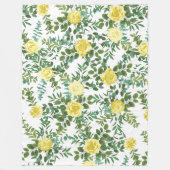 ライトイエローパステルピーニー&バラフローラ結婚ズ フリースブランケット (正面)