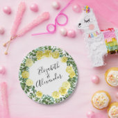 ライトイエローパステルピーニー&バラフローラ結婚ズ ペーパープレート (パーティー)