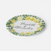 ライトイエローパステルピーニー&バラフローラ結婚ズ ペーパープレート (アングル)