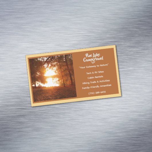 ライトイエローフォレストキャンプグランドキャンプアウトドア マグネット名刺 (インサイチュ)