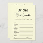 ライトイエローブライダルワードスクランブルゲーム 招待状 (正面/裏面)