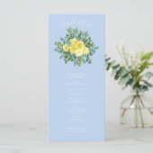 ライトイエローブルー淡い色のバラ結婚式 プログラム (スタンド正面)