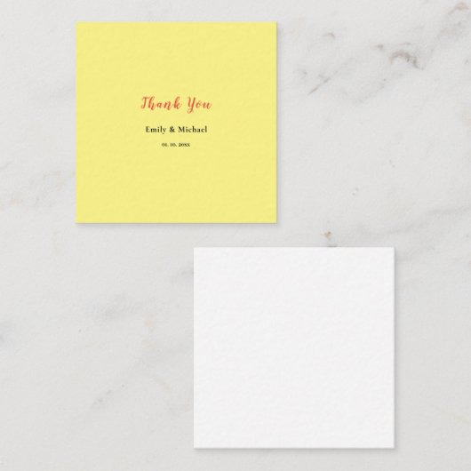 ライトイエロープレーンエレガントプロフェッショナルありがとう エンクロージャーカード (正面/裏面)